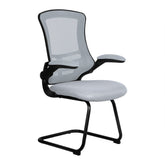 Nautilus Designs Luna Designer High Back Mesh Grey Cantilever Visitor Chair With Folding Arms and Black Shell/Frame - BCM/L1302V/GY DD
